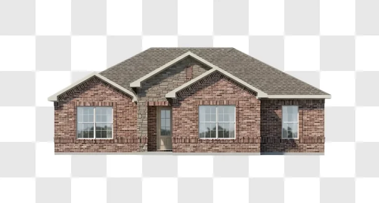 brick house with stone accents and windows