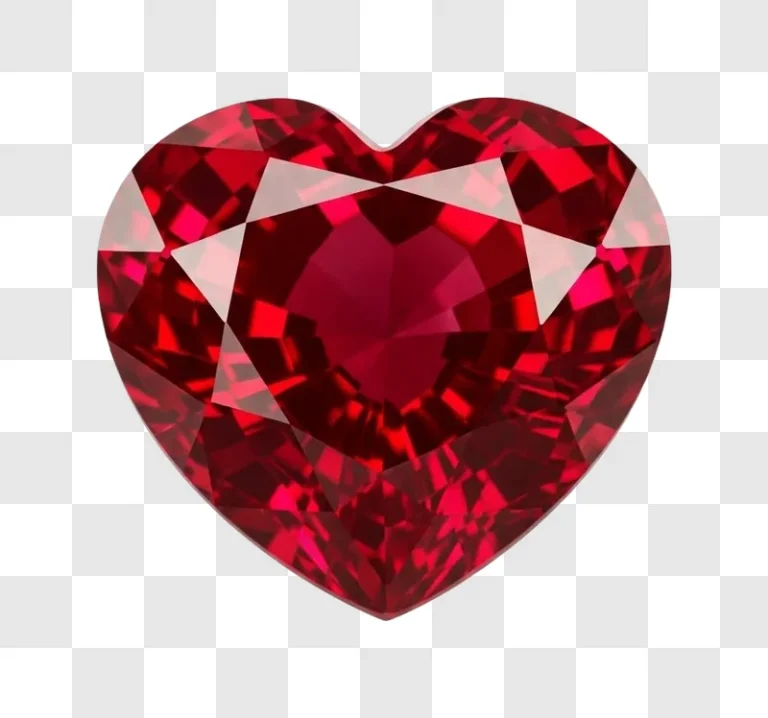 brilliant cut deep red heart shaped ruby