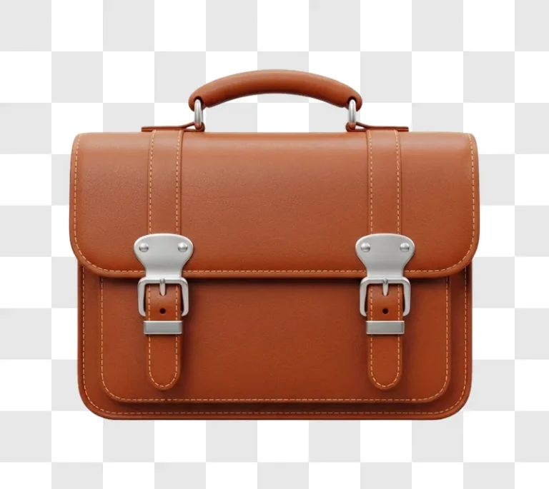 brown leather business briefcase with buckles