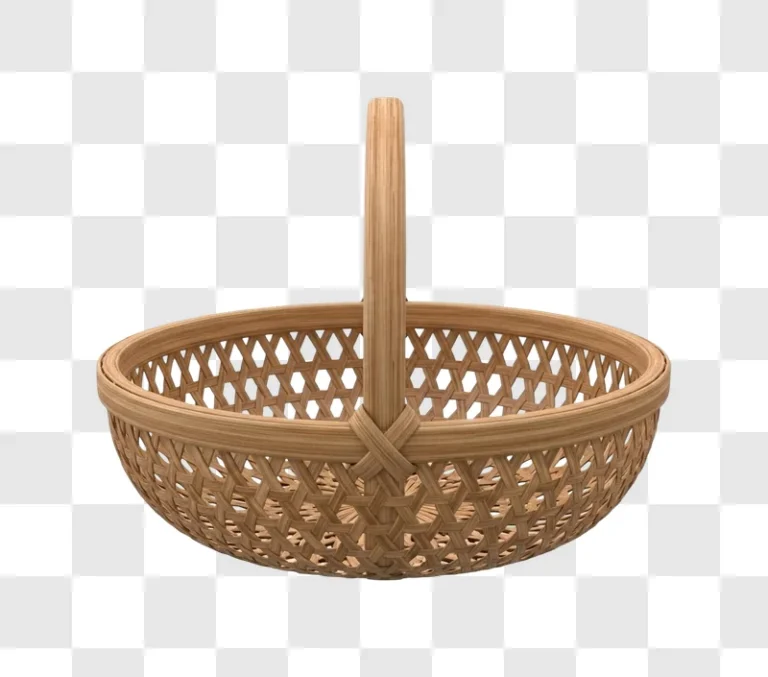 brown woven bamboo basket with handle