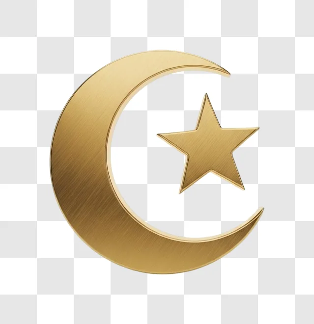 brushed gold crescent moon with star