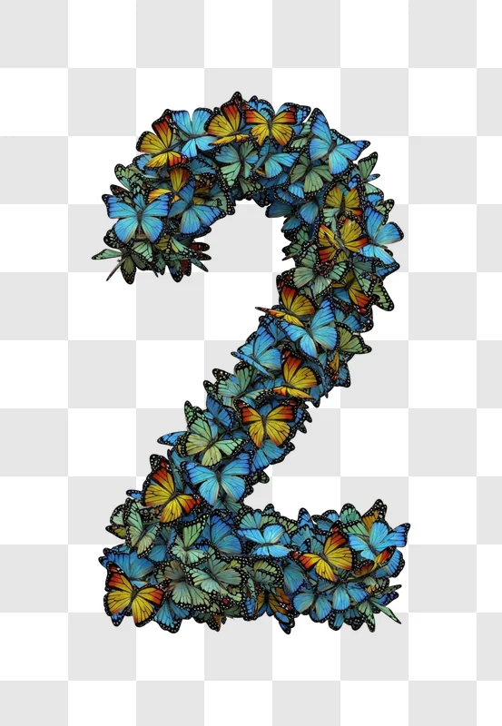 butterflies forming number two shape