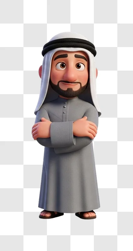 cartoon arab man in traditional attire