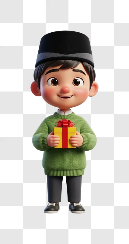 cartoon boy holding gift box