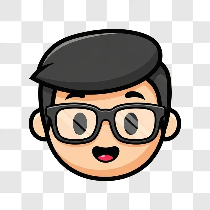 cartoon boy with glasses smiling
