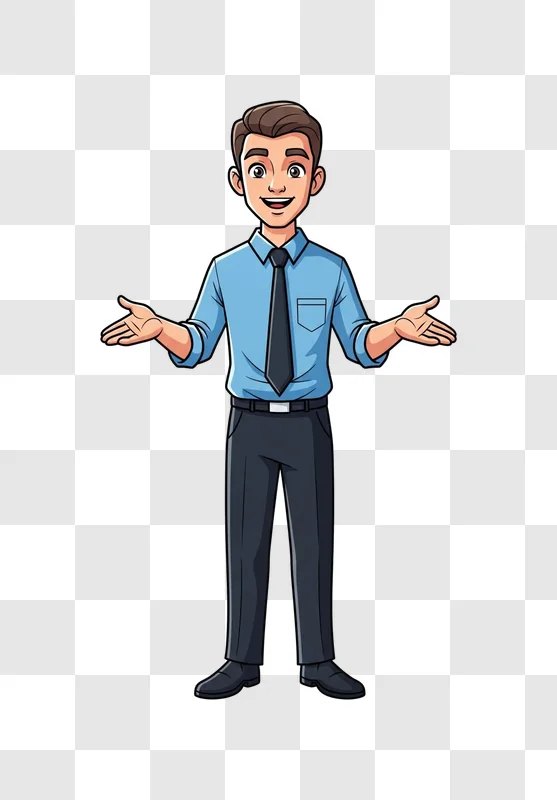 cartoon businessman in blue shirt