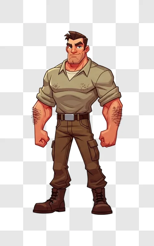 cartoon character male standing strong
