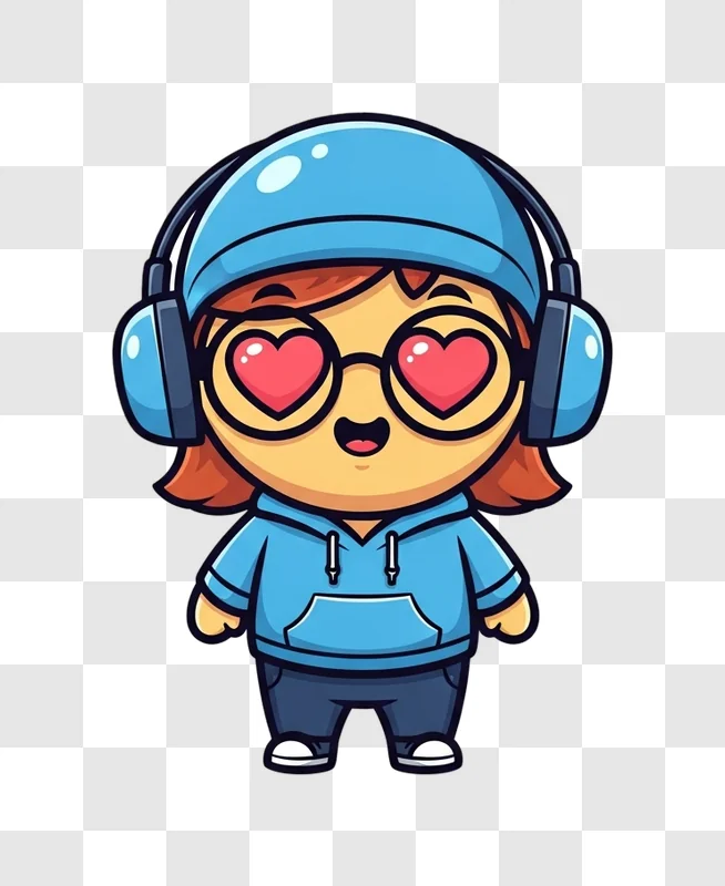 cartoon character wearing headphones and glasses