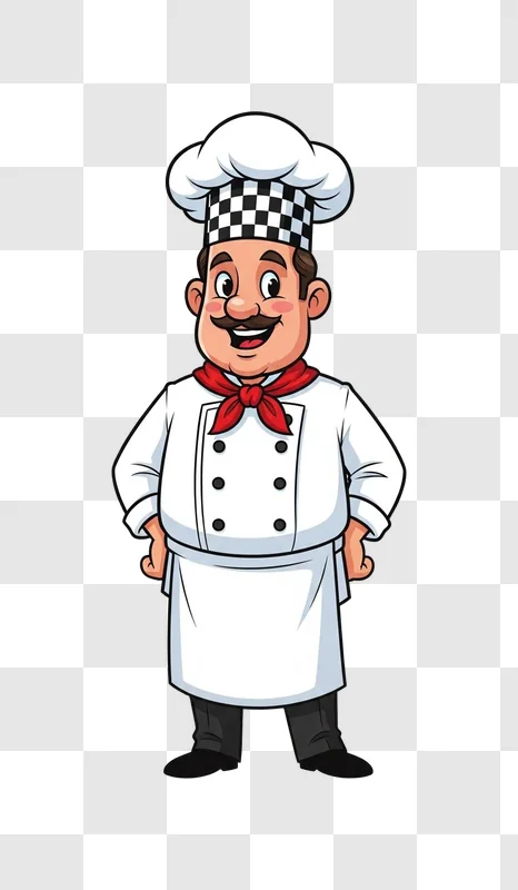 cartoon chef in white uniform standing