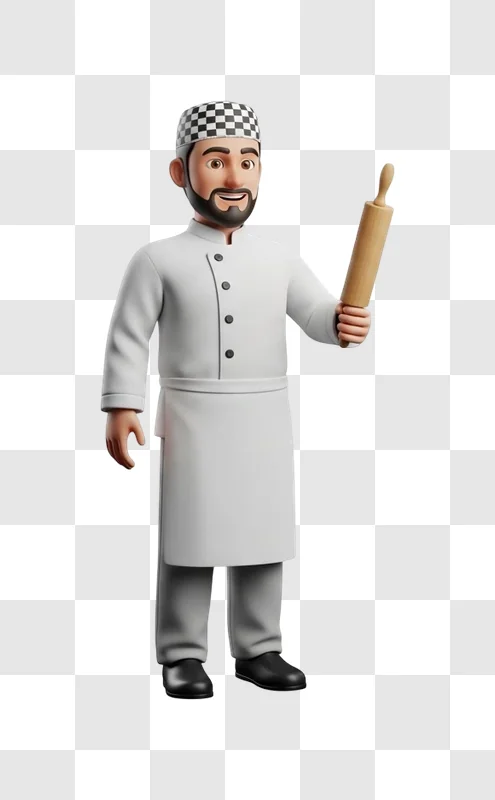 cartoon chef with rolling pin