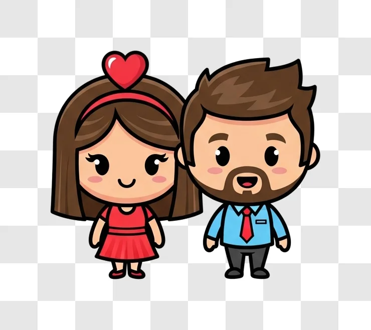 cartoon couple standing together smiling