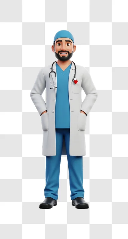 cartoon doctor in medical uniform standing