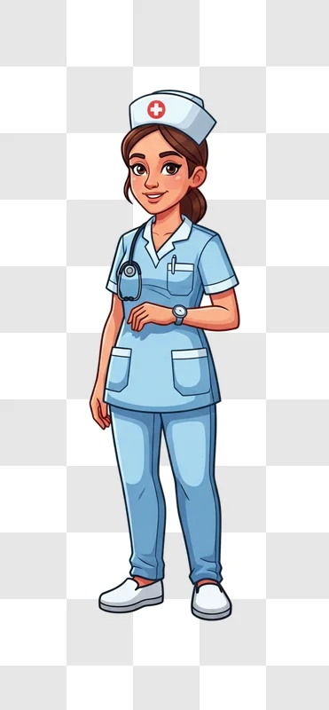 cartoon female nurse in uniform