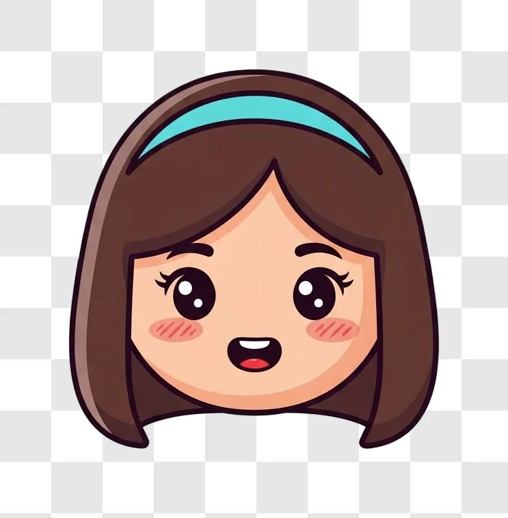 cartoon girl face with headband
