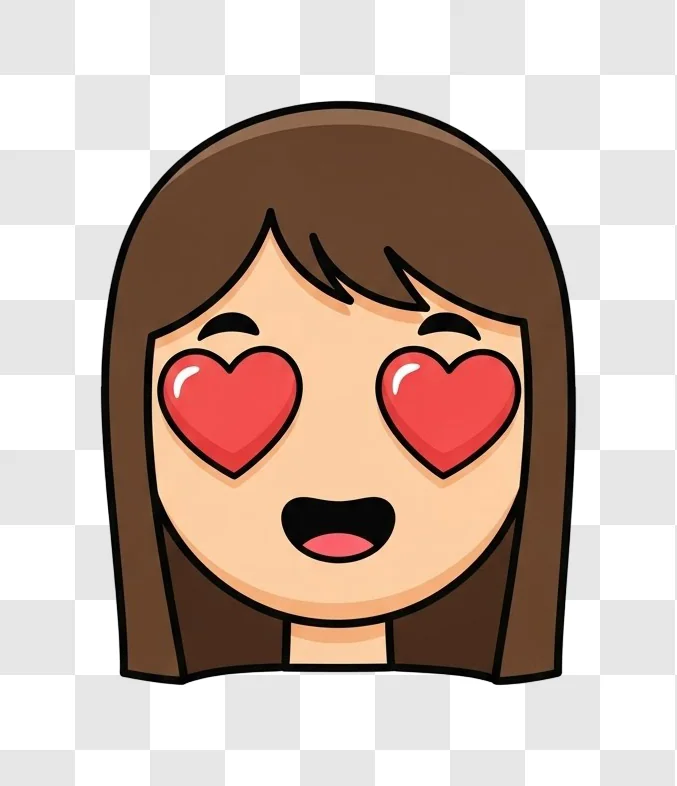cartoon girl with heart eyes