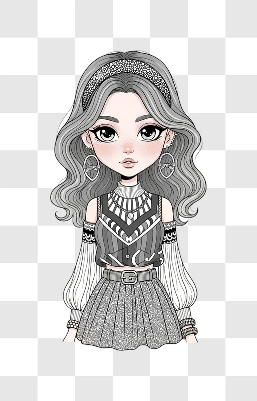 cartoon girl with long hair