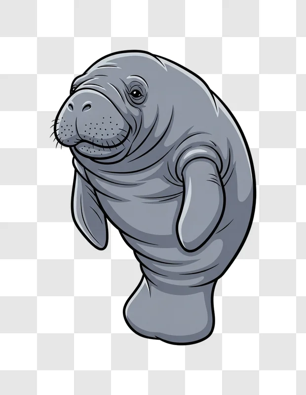 cartoon illustration of a smiling manatee