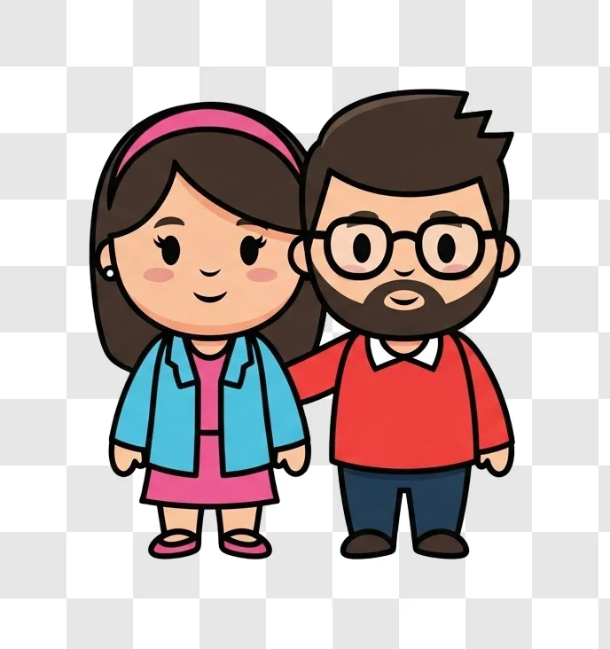cartoon man and little girl together