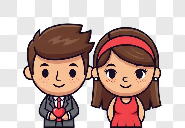 cartoon man and woman in love