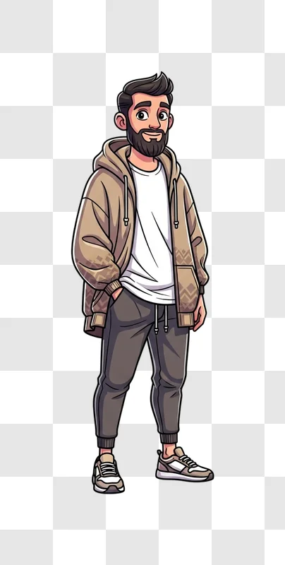 cartoon man in casual clothing standing