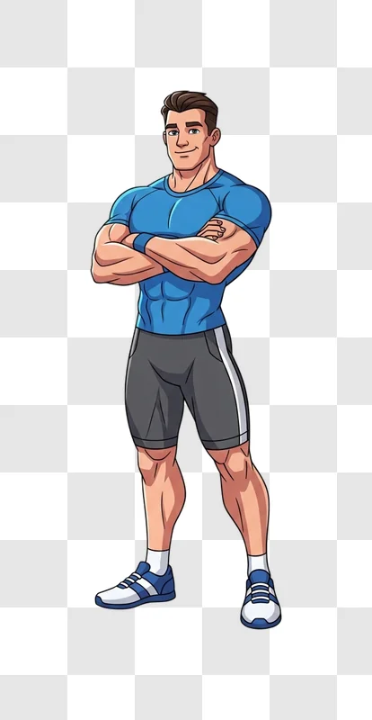 cartoon man standing with arms crossed