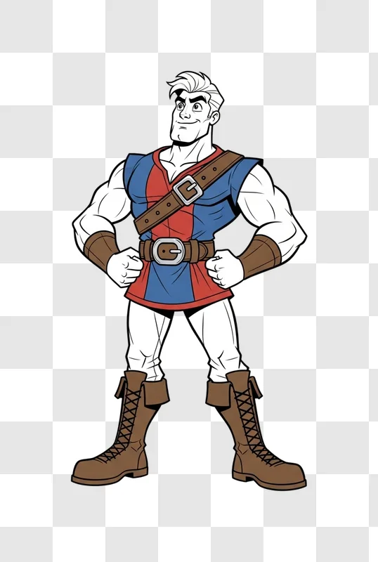 cartoon muscular man in costume