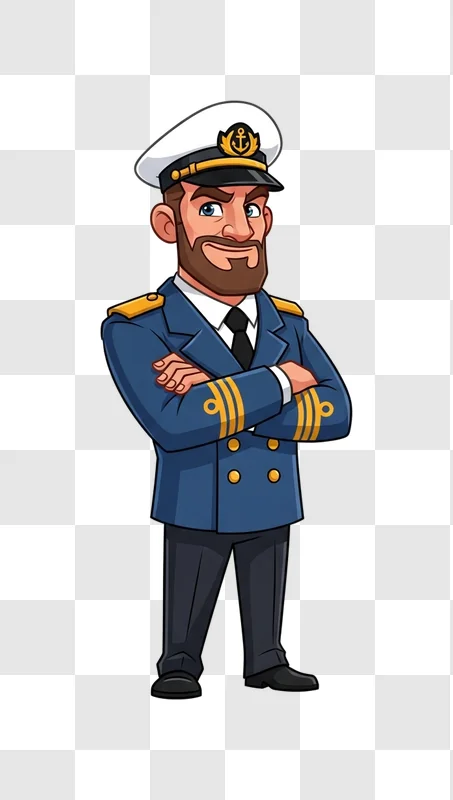 cartoon sailor with beard and uniform