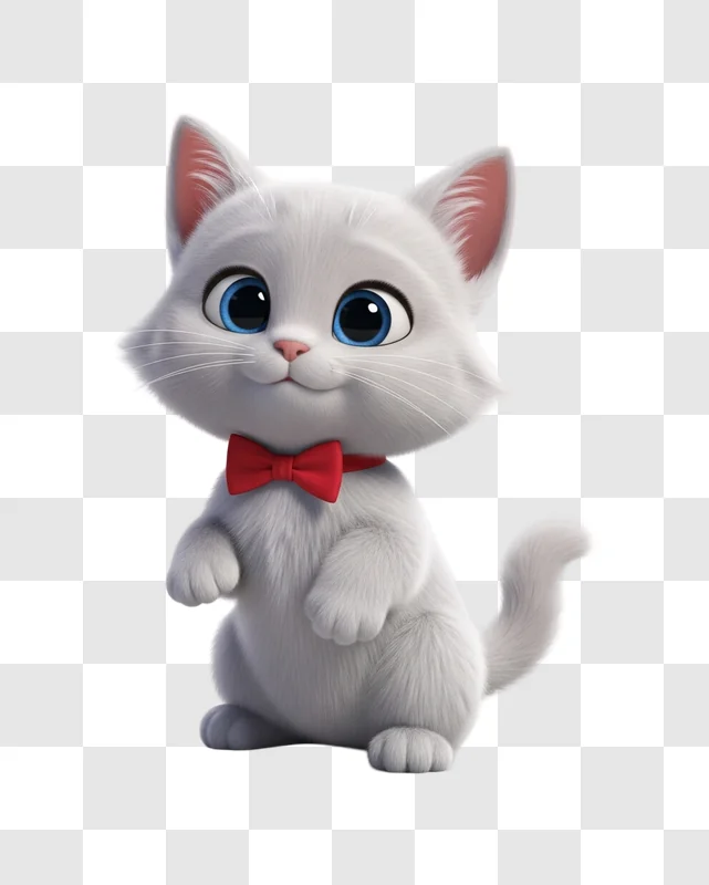 cartoon white cat wearing bowtie