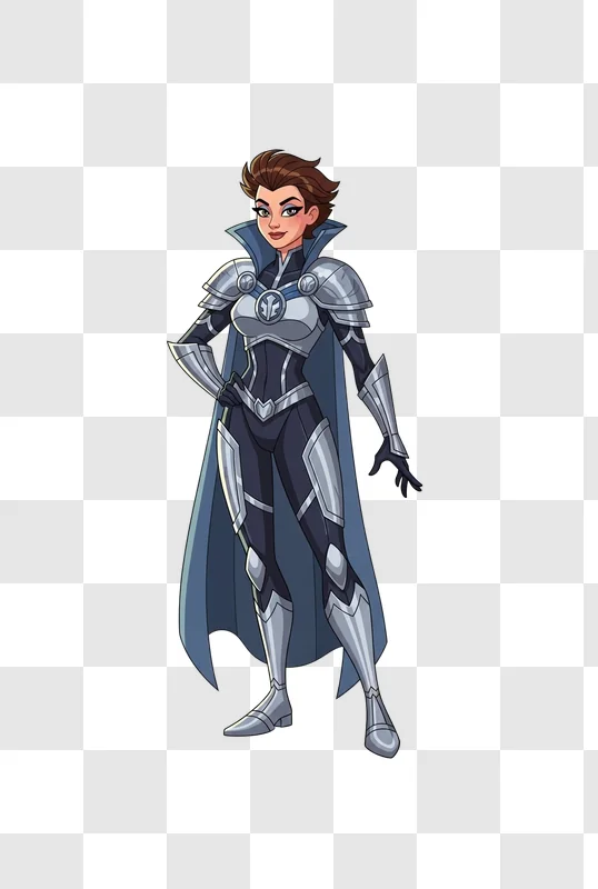 cartoon woman in silver armor