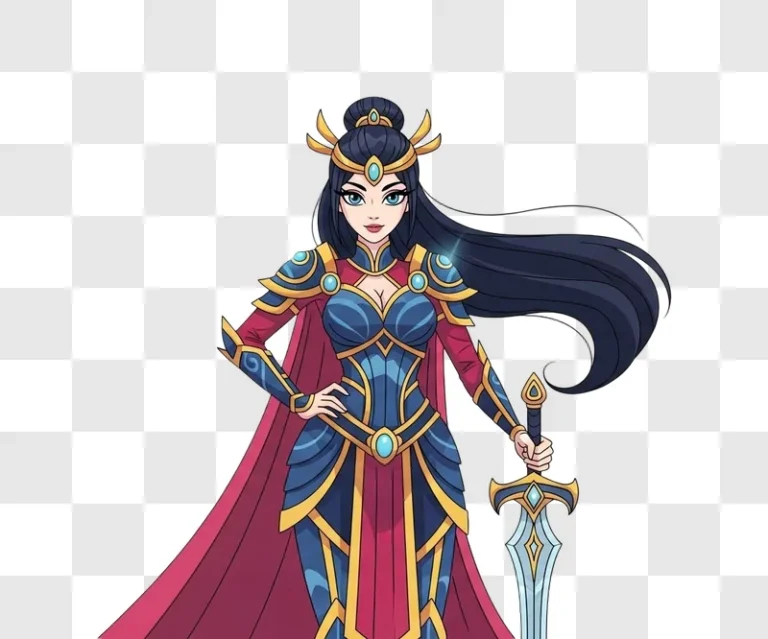 cartoon woman warrior in armor