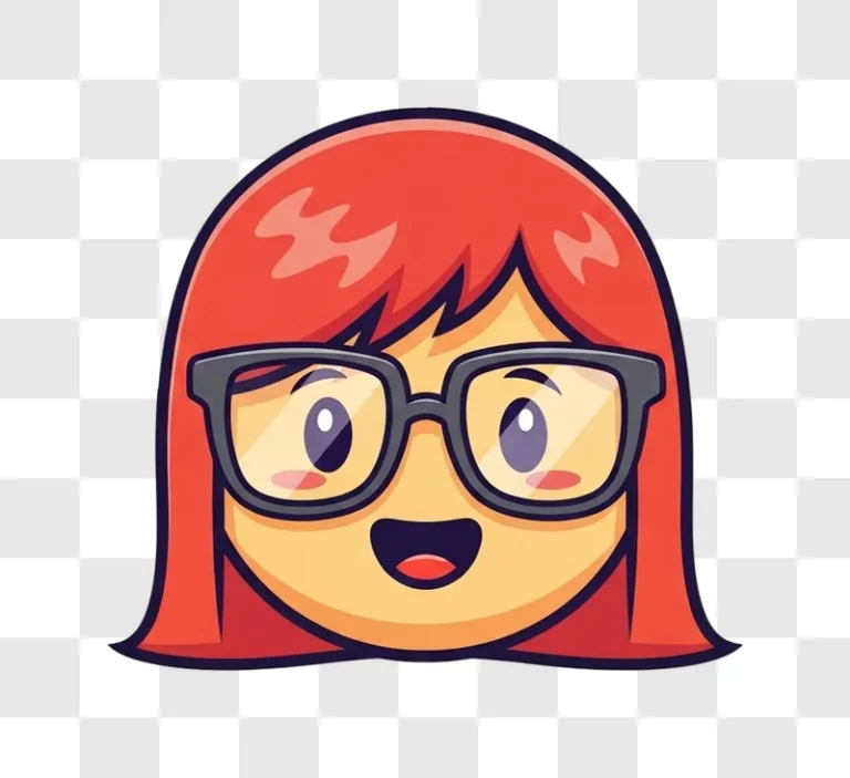 cartoon woman wearing black glasses smiling