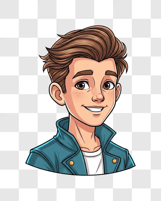 cartoon young man smiling portrait