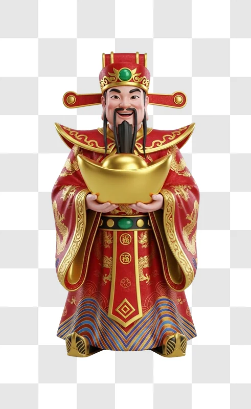 chinese god of wealth statue holding bowl