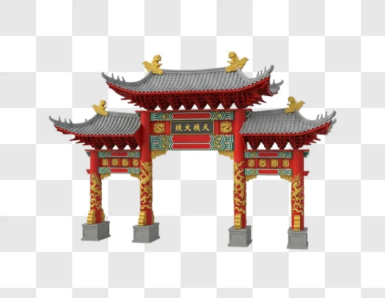 chinese temple gate with ornate roof