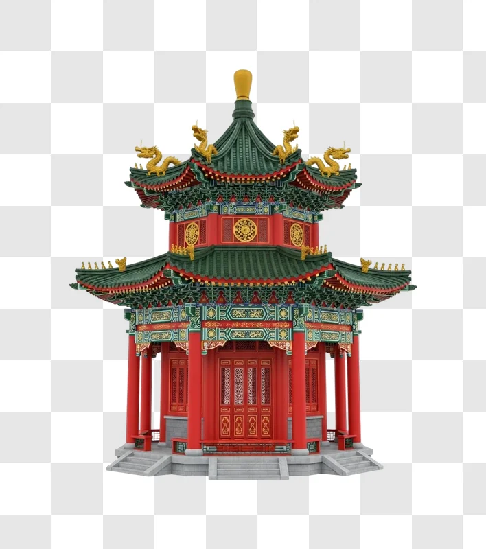chinese traditional ornate red pagoda tower