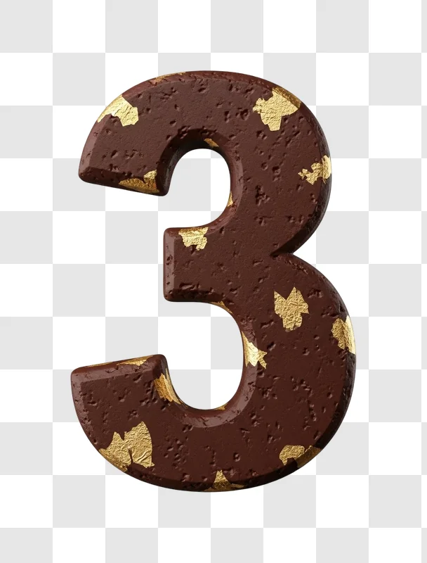 chocolate number three with gold leaf