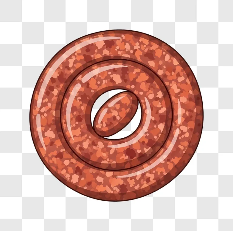 close up of a circular meat sausage link
