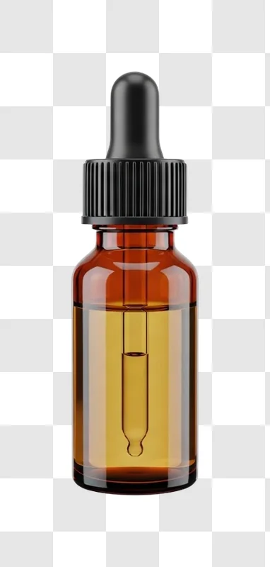 close up of amber glass bottle