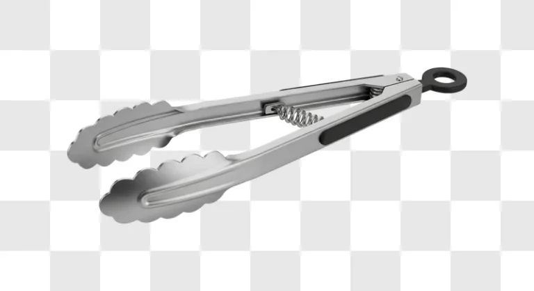 close up of metal kitchen tongs