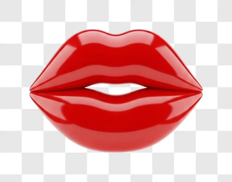 closeup of red glossy lips