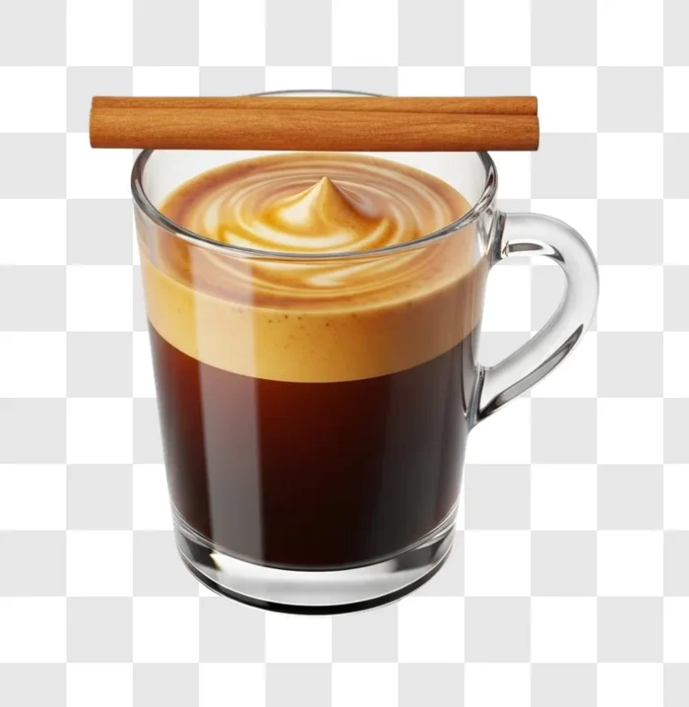 coffee drink with cinnamon stick on top