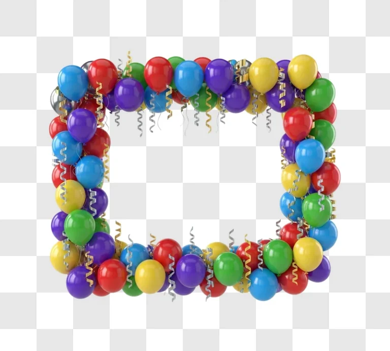 colorful balloons tied together in frame