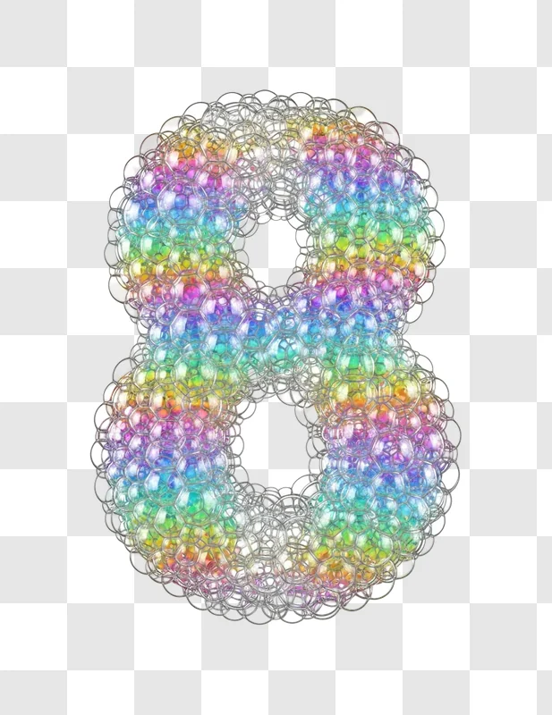 colorful beads forming number eight