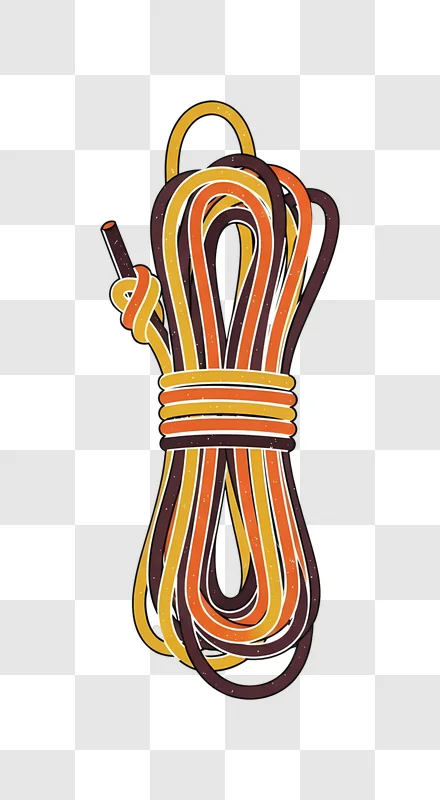colorful climbing rope with a knot