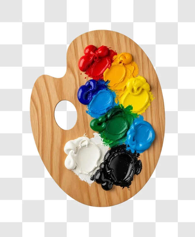 colorful paint blobs on palette