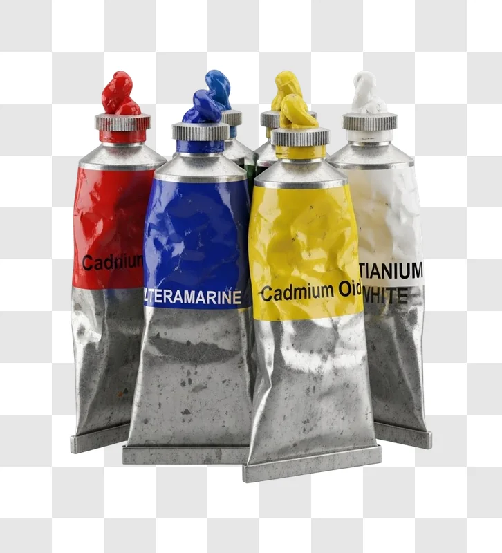 colorful paint tubes on display