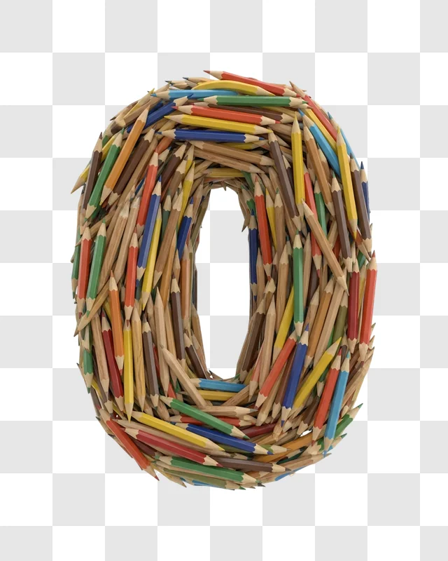 colorful pencils form the number zero