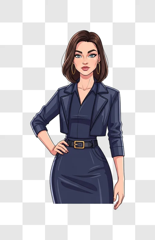 confident businesswoman in blue dress