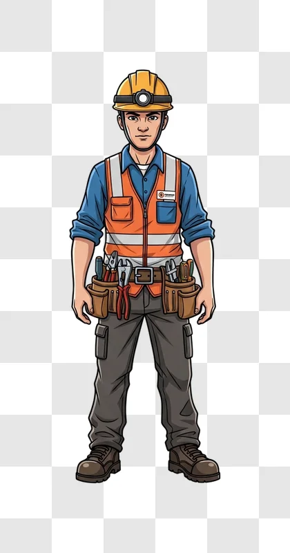 construction worker wearing safety vest and hard hat