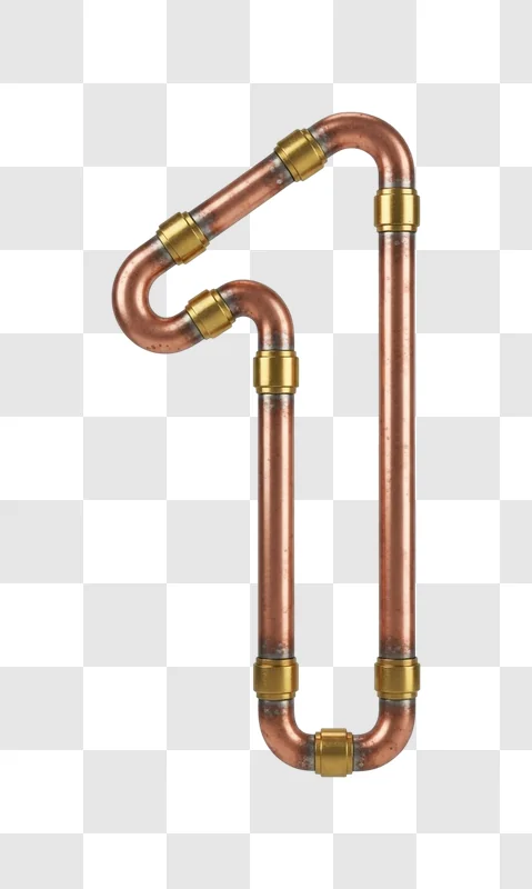 copper pipe with brass fittings connected